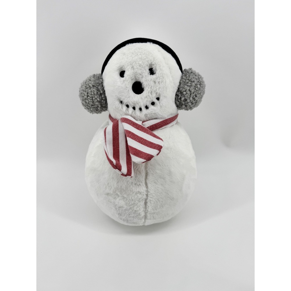 Brentwood Originals Snowman Plush Holiday Decor Faux Fur Earmuffs Scarf White